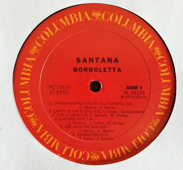 Santana – Borboletta - VG+ LP Record 1974 Columbia USA Vinyl - Rock / Fusion / Latin - Shuga Records