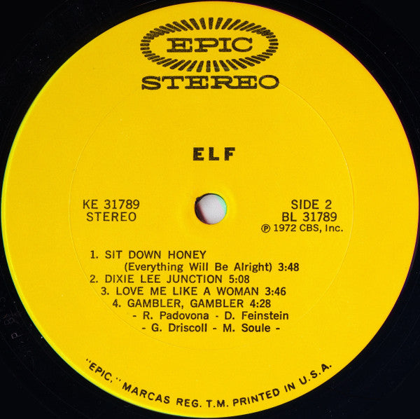 Elf - Elf - VG+ LP Record 1972 Epic USA Original Press Vinyl - Hard Rock / Psychedelic Rock - Shuga Records