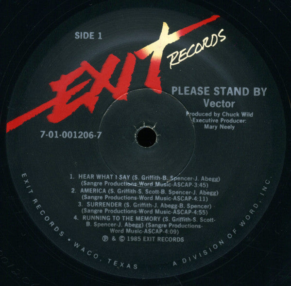 Vector - Please Stand By - VG+ LP Record 1985 Exit USA Vinyl - New Wave / Synth-pop / Electro / Xian