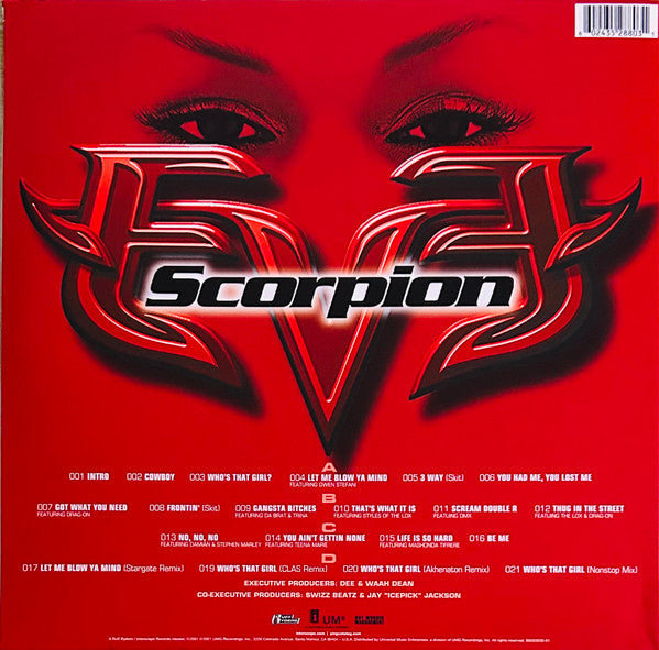 Eve ‎– Scorpion (2001) - Mint- 2 LP Record 2021 Ruff Ryders Interscope Red with Black Splatter Vinyl - Hip Hop