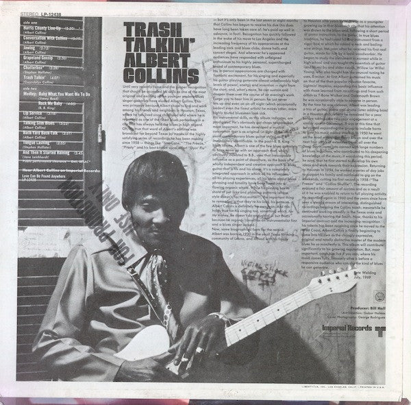 Albert Collins - Trash Talkin' - VG+ (VG- low grade cover) LP Record 1969 Imperial USA Original Vinyl - Texas Blues / Electric Blues - Shuga Records