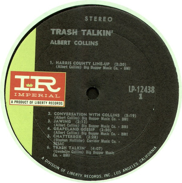 Albert Collins - Trash Talkin' - VG+ (VG- low grade cover) LP Record 1969 Imperial USA Original Vinyl - Texas Blues / Electric Blues - Shuga Records