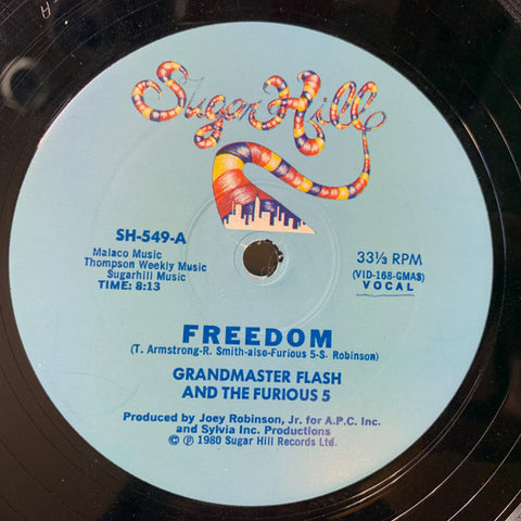 Grandmaster Flash And The Furious 5 - Freedom - VG+ 12" Single Record 1980 Sugar Hill USA Original Press Vinyl - Hip Hop - Shuga Records