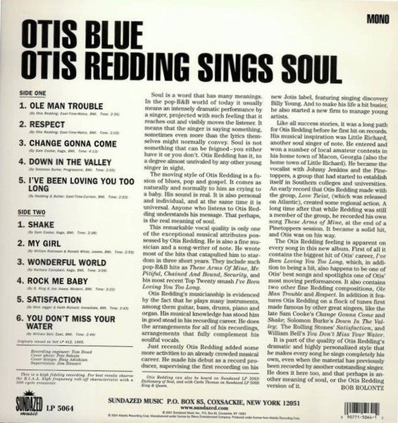 Otis Redding - Otis Blue / Otis Redding Sings Soul (1965) - Mint- LP Record 2014 Volt Sundazed USA Mono Vinyl - Soul / Funk - Shuga Records