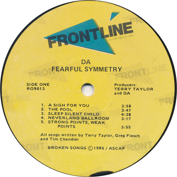 DA / Daniel Amos - Fearful Symmetry - VG+ LP Record 1986 Frontline USA Vinyl Insert - Pop Rock / New Wave / Xian /