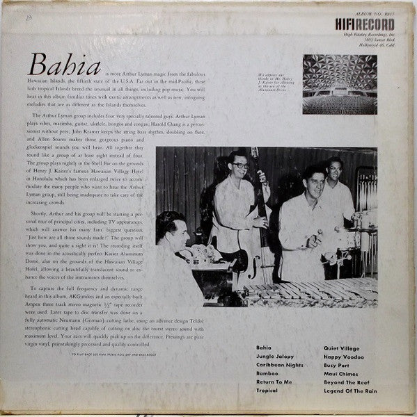 Arthur Lyman - Bahia - VG+ LP Record 1959 HiFi USA Vinyl - Jazz / Pacific / Exotica / Space-Age - Shuga Records