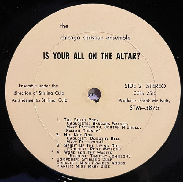 The Chicago Christian Ensemble - Is Your All On The Altar? - LP Record 1969 Private Press Self Released USA Vinyl - Gospel / Soul