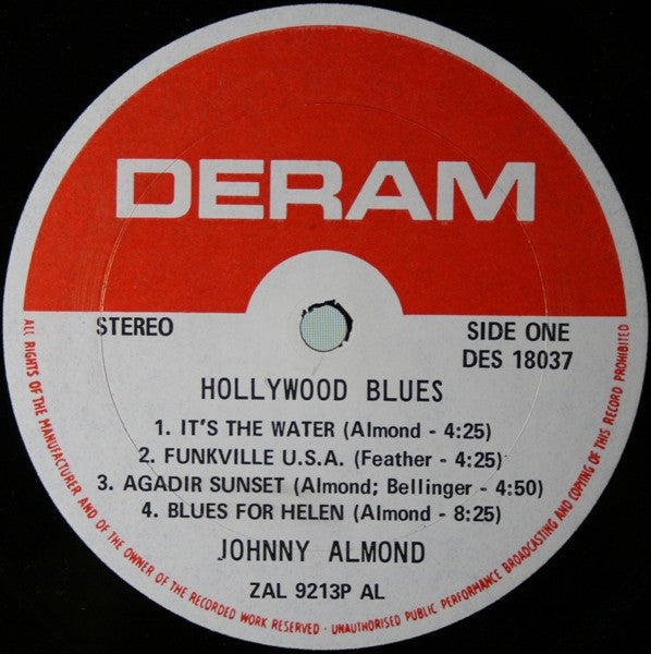 Johnny Almond Music Machine - Hollywood Blues - Mint- LP Record 1970 Deram USA Original Promo Vinyl - Jazz / Fusion / Jazz-Rock - Shuga Records