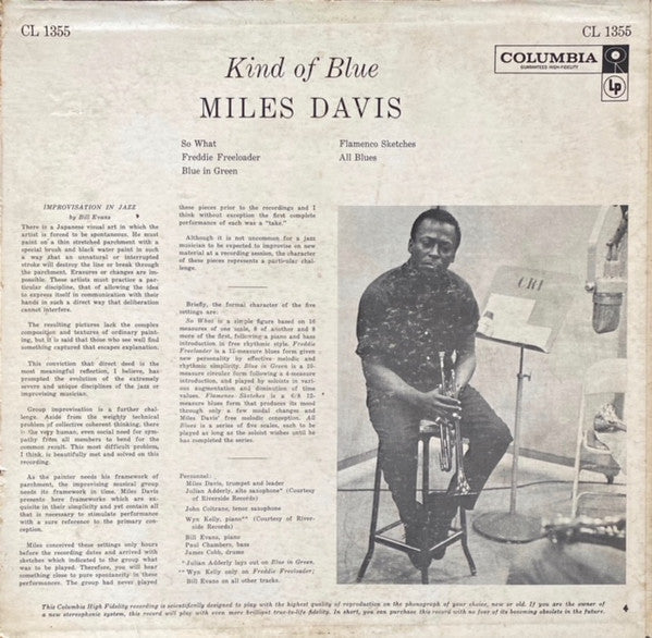 Miles Davis – Kind Of Blue - VG LP Record 1959 Columbia USA 6 eye Mono–  Shuga Records