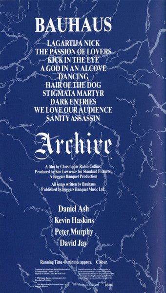 Bauhaus - Archive (1984) - Mint- VHS Tape 1990 Beggars Banquet USA Rare - Goth Rock