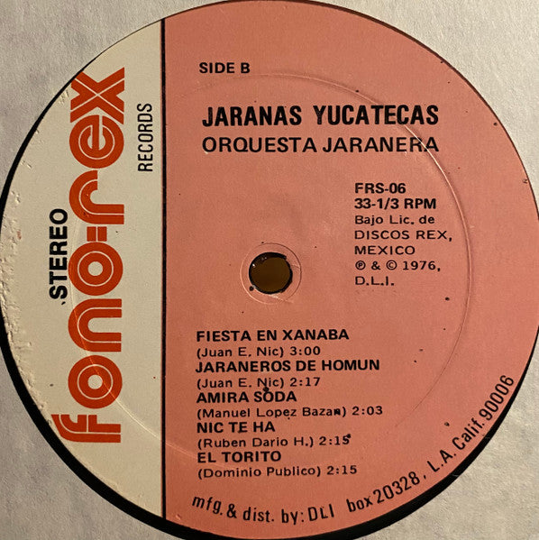 Orquesta Jaranera Venus / Miguel Bacelis - Jaranas Yucatecas - Mint- LP Record 1976 Fono-Rex USA Vinyl - Latin Folk - Shuga Records