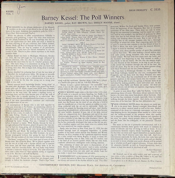 Barney Kessel / Shelly Manne / Ray Brown - The Poll Winners Vol. 5 - VG LP  Record 1957 Contemporary USA Mono Original Vinyl - Jazz / Hard Bop