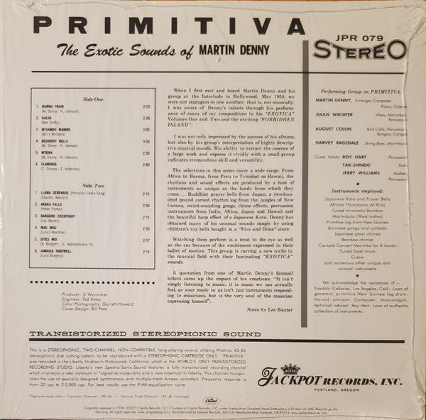 Martin Denny - Primitiva (1958) - New LP Record 2022 Jackpot Lagoon Blue Vinyl - Jazz / Exotica / Space-Age