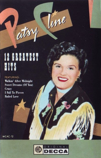 Patsy Cline - 12 Greatest Hits - Used Cassette 1988 MCA Tape - Country - Shuga Records