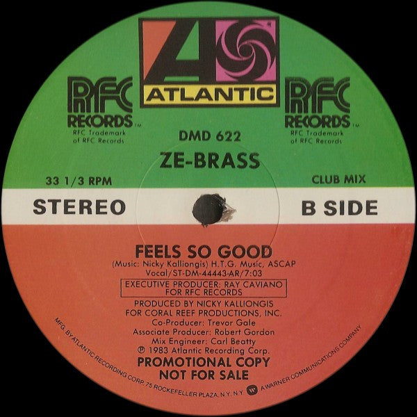 Ze-Brass - Feels So Good - Mint- 12" Single Record 1983 Atlantic RFC USA Promo Vinyl - Disco / Funk