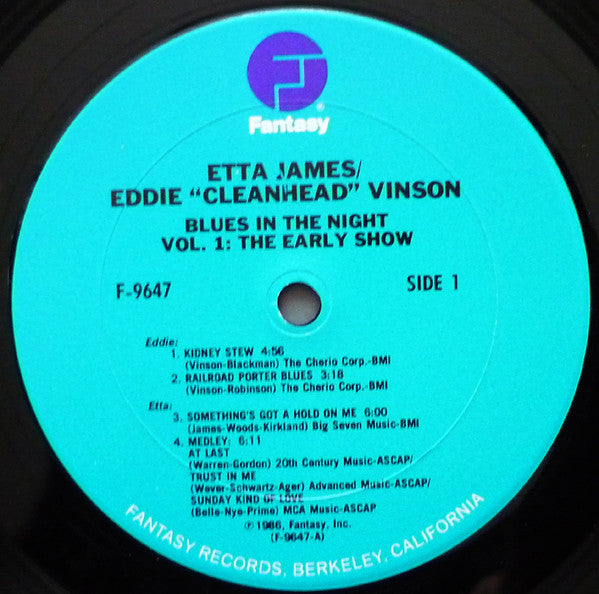 Etta James / Eddie "Cleanhead" Vinson - Blues In The Night - Vol. 1: The Early Show - VG+ LP Record 1986 Fantasy USA Vinyl - Soul / Rhythm & Blues - Shuga Records