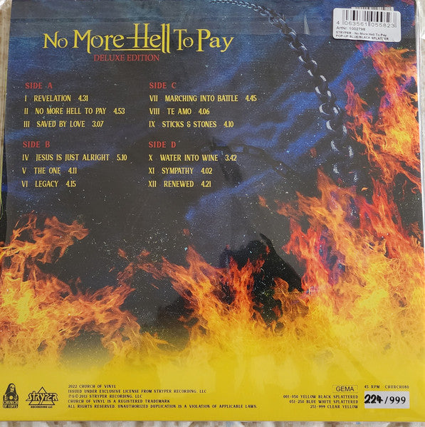 Stryper - No More Hell To Pay (2013) - Mint- 2 LP Record 2022 Church Of Vinyl Blue Splatter & Numbered - Heavy Metal