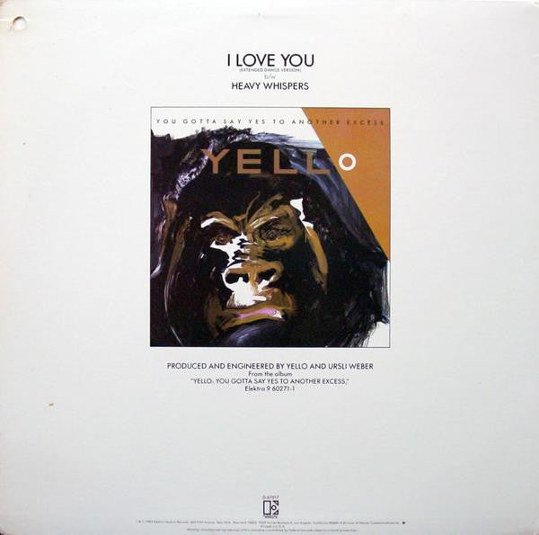 Yello - I Love You (Extended Dance Version) - VG+ 12" Single Record 1983 Elektra USA Vinyl - Synth-pop - Shuga Records