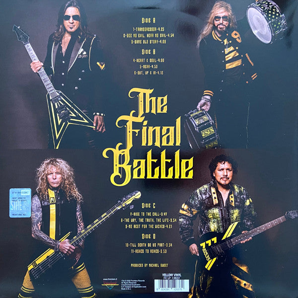 Stryper - The Final Battle - Mint- 2 LP Record 2020 Frontiers Music SRL Yellow Vinyl - Heavy Metal