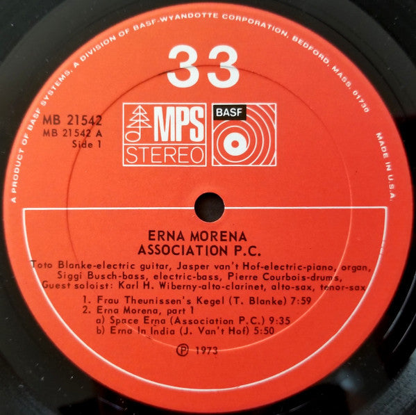 Association P.C. - Erna Morena - VG+ LP Record 1973 MPS USA Vinyl - Free Jazz / Experimental / Free Improvisation