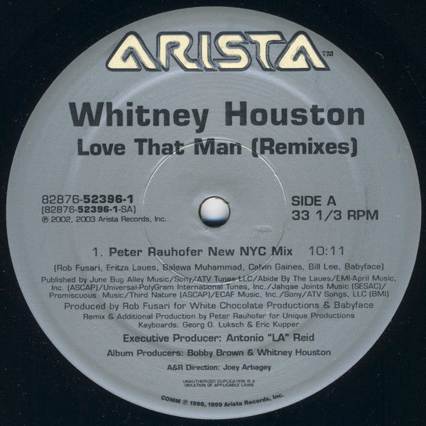 Whitney Houston - Love That Man (Remixes) - VG+ 2x 12" Single Record 2003 Arista USA Vinyl - House / Garage House