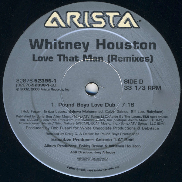 Whitney Houston - Love That Man (Remixes) - VG+ 2x 12" Single Record 2003 Arista USA Vinyl - House / Garage House