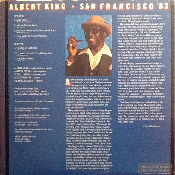 Albert King - San Francisco '83 - VG+ LP Record 1983 Fantasy USA Original Vinyl - Electric Blues - Shuga Records