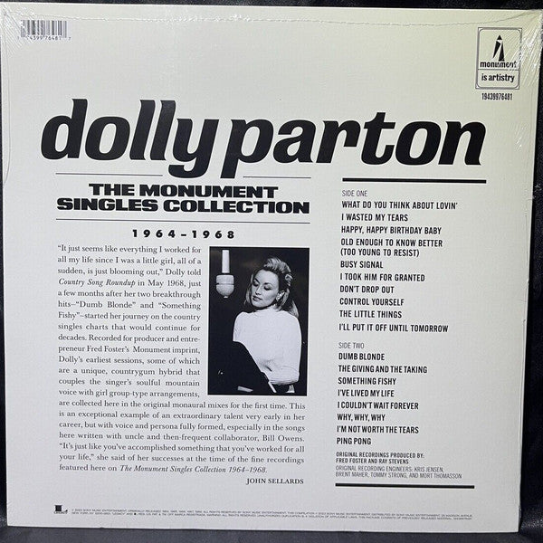 Dolly Parton - The Monument Singles Collection 1964-1968 - New LP Record Store Day 2023 Monument RSD Vinyl - Country