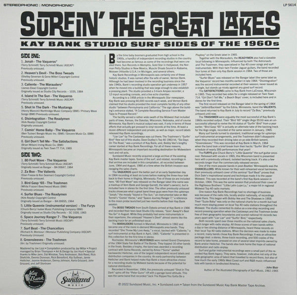 Various - Surfin' The Great Lakes: Kay Bank Studio Surf Sides Of The 1960s - New LP Record Store Day 2023 Sundazed RSD Vinyl - Rock / Surf / Garage Rock