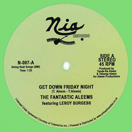 The Fantastic Aleems Featuring Leroy Burgess – Get Down Friday Night (1982) - New 12" Single Record Store Day 2023 NIA UK Green Vinyl - Disco / Boogie - Shuga Records