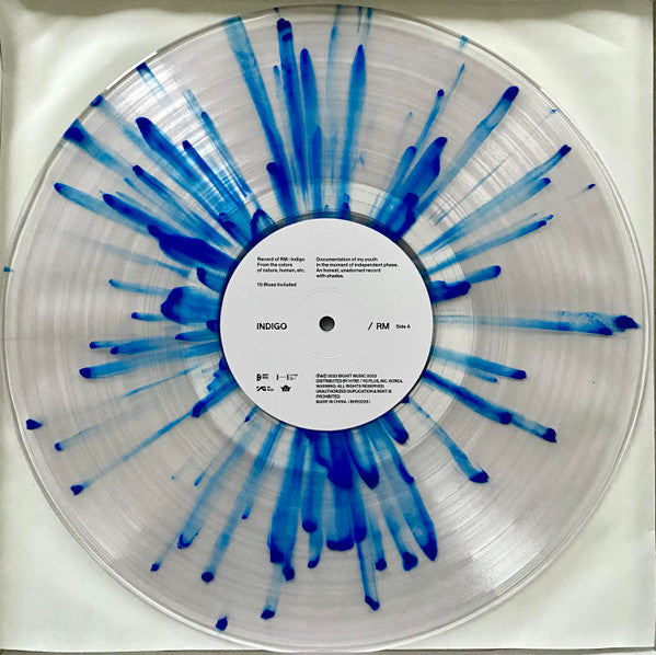 RM (BTS) – Indigo - New LP Record Box 2023 Bighit Music Clear with Blue Splatter Vinyl & Inserts - K-pop / Contemporary R&B / Pop Rap