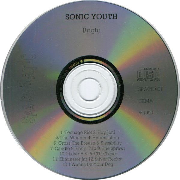 Sonic Youth - Bright - VG+ CD 1993 Spacematic Records Germany RARE Unofficial - Alternative Rock