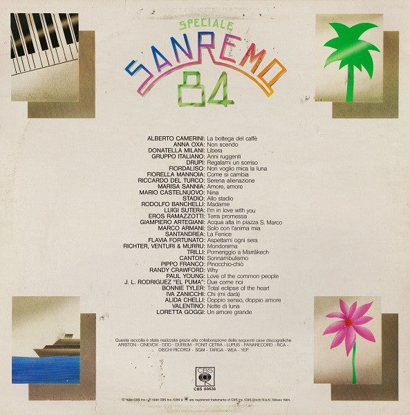 Various - Speciale Sanremo 84 - VG 2 LP Record 1984 CBS Italy Vinyl - Synth-pop / Italo-Disco / Europop