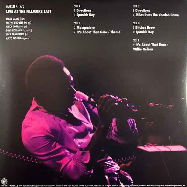 Miles Davis - Fearless (March 7, 1970 Live At The Fillmore East) - New 3 LP Record 2023 Third Man Records Vault 56 Pink, Red, Maroon Vinyl, Patch, Sticker, 7" & Insert - Jazz / Fusion