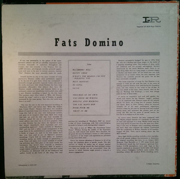 Fats Domino - This Is Fats Domino! - VG+ LP Record 1956 Imperial USA Mono Original vinyl - Rock & Roll