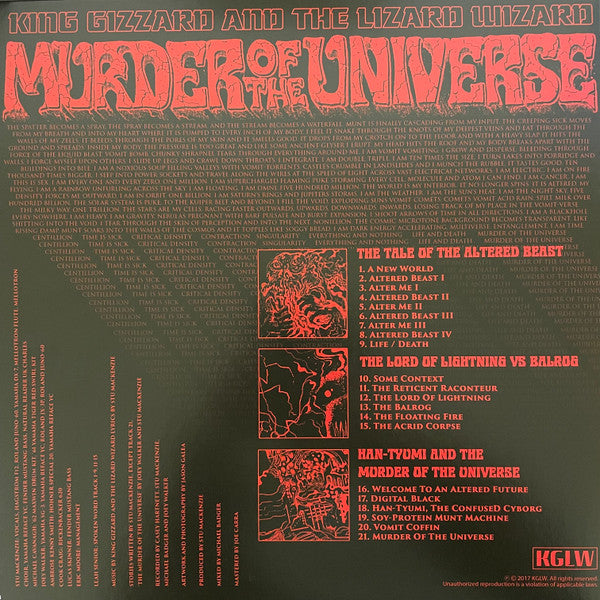 King Gizzard And The Lizard Wizard – Murder Of The Universe (2017) - New 2 LP Record 2023 ATO Cosmic Carnage Red with Black Splatter Vinyl - Psychedelic Rock / Garage Rock - Shuga Records