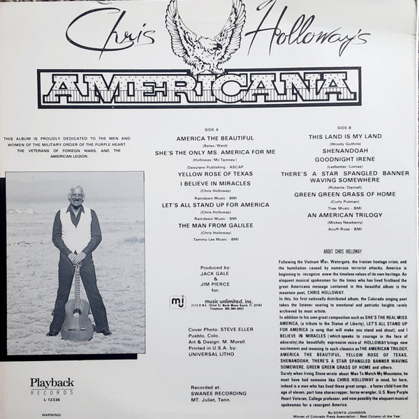 Chris Holloway - Americana VG+ LP Record 1986 Playback USA Private Press Vinyl - Country