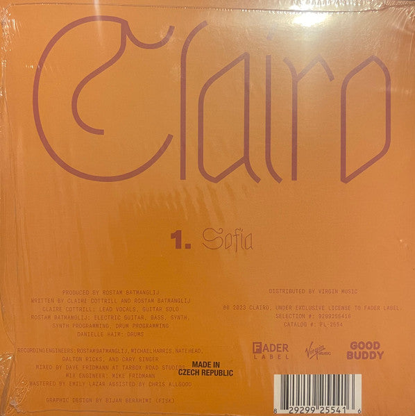 Clairo - Sofia - New 7" Record 2023 Fader Label Urban Outfitters Exclusive Singles Day 2023 Vinyl - Indie Pop / Indie Rock