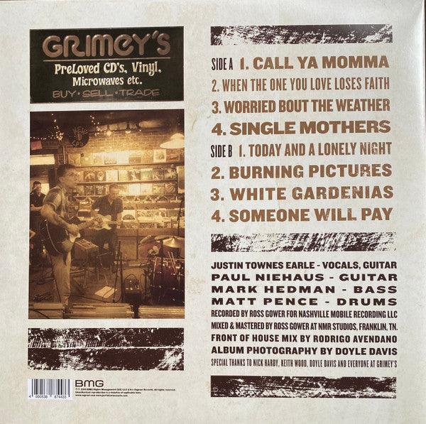 Justin Townes Earle - Live At Grimey's (2015) - New EP Record Store Day Black Friday 2023 BMG Craft Recordings RSD Baby Blue Vinyl - Country / Folk