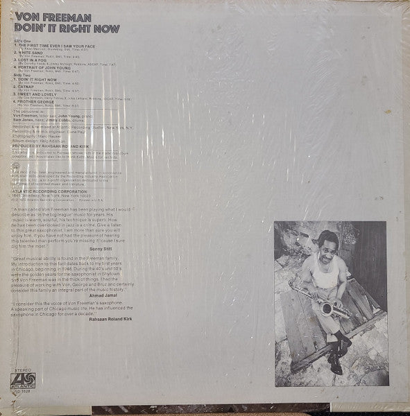 Von Freeman - Doin' It Right Now - VG+ LP Record 1972 Atlantic USA Original Vinyl - Jazz / Post Bop