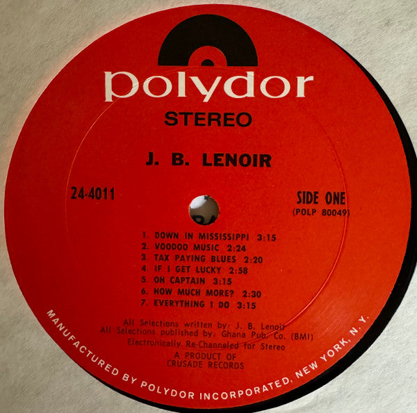 J.B. Lenoir - J.B. Lenoir - VG+ LP Record (VG- Cover) 1970 Polydor Crusade USA Original Vinyl - Country Blues - Shuga Records