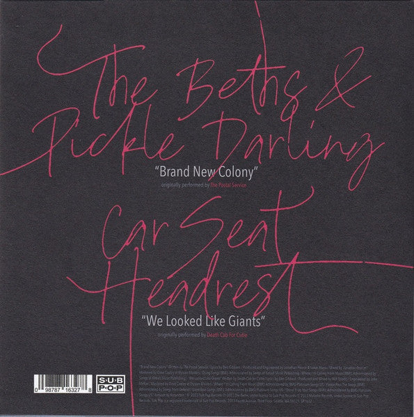 The Beths & Pickle Darling / Car Seat Headrest – Brand New Colony / We Looked Like Giants - New 7" Single Record 2023 Sub Pop  Red Transparent Vinyl - Indie Rock