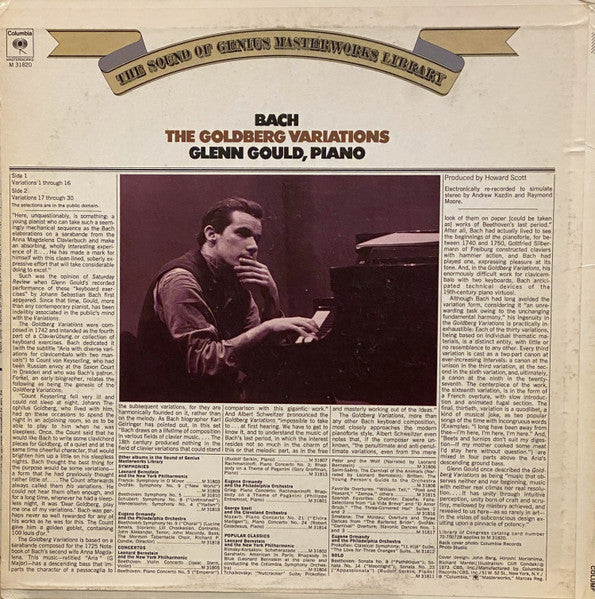 Glenn Gould - Bach - The Goldberg Variations (1956) - VG+ LP Record 1973 Columbia USA Stere Vinyl - Classical