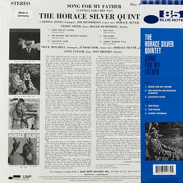 The Horace Silver Quintet - Song For My Father (Cantiga Para Meu Pai)(–  Shuga Records