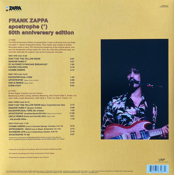 Frank Zappa - Apostrophe (') (1974) - New 2 LP Record 2024 UMe Yellow Snow Vinyl & Bonus 7" Single - Prog Rock / Jazz-Rock / Avantgarde