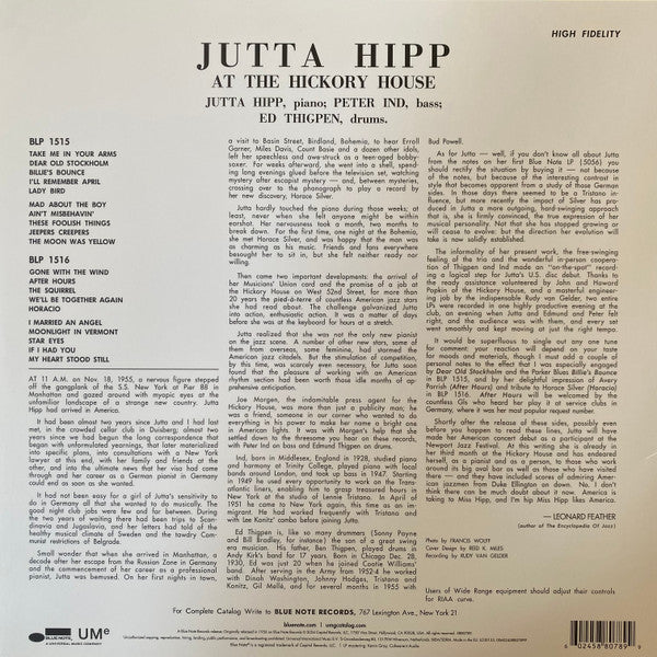 Jutta Hipp - At The Hickory House Volume 1 (1956) - New LP Record 2024 Blue Note 180 gram Vinyl - Jazz / Cool Jazz / Post Bop