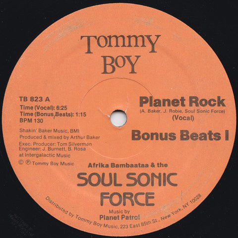 Afrika Bambaataa & The Soul Sonic Force Music By Planet Patrol - Planet Rock - VG+ 12" Single Record 1982 Tommy Boy USA Original Vinyl - Hip Hop / Electro