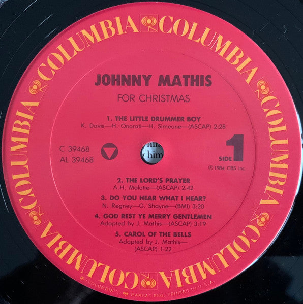 Johnny Mathis - For Christmas - Mint- LP Record 1984 Columbia USA Vinyl - Holiday / Pop Vocal - Shuga Records