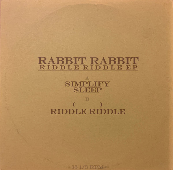 Rabbit Rabbit - Riddle Riddle EP - VG+ EP Record 2001 Self Released Vinyl & Insert - Rock / Experimental - Shuga Records