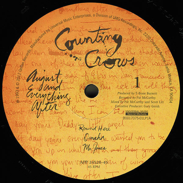 Counting Crows - August And Everything After (1993) - Mint- 2 LP Record 2012 Analogue Productions USA 200 gram Audiophile Vinyl - Alternative Rock / Pop Rock